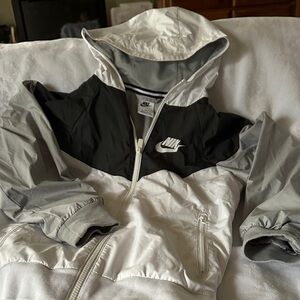 Nike Black & Light Gray Hooded Colorblock Windrunner